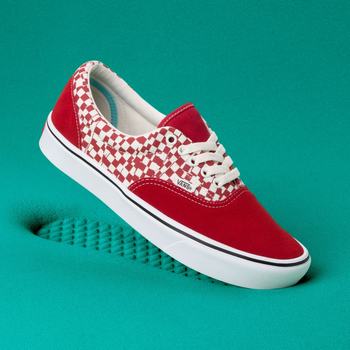 Női Vans Tear Check Comfycush Era Tornacipő VA7269835 Piros/Fehér